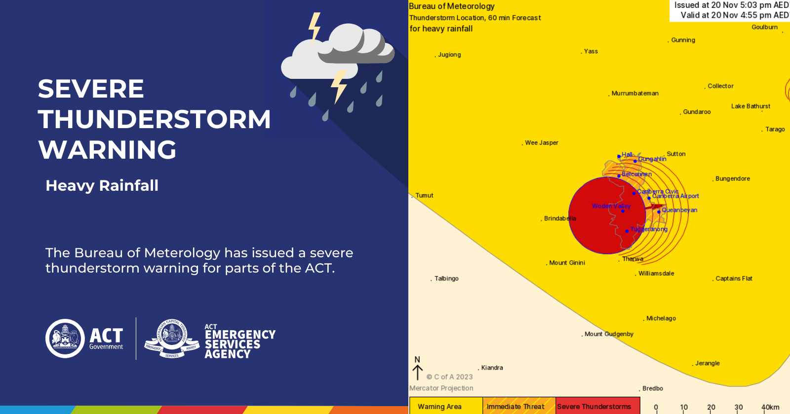 Severe Thunderstorm Warning ACT ACT Emergency Services Agency